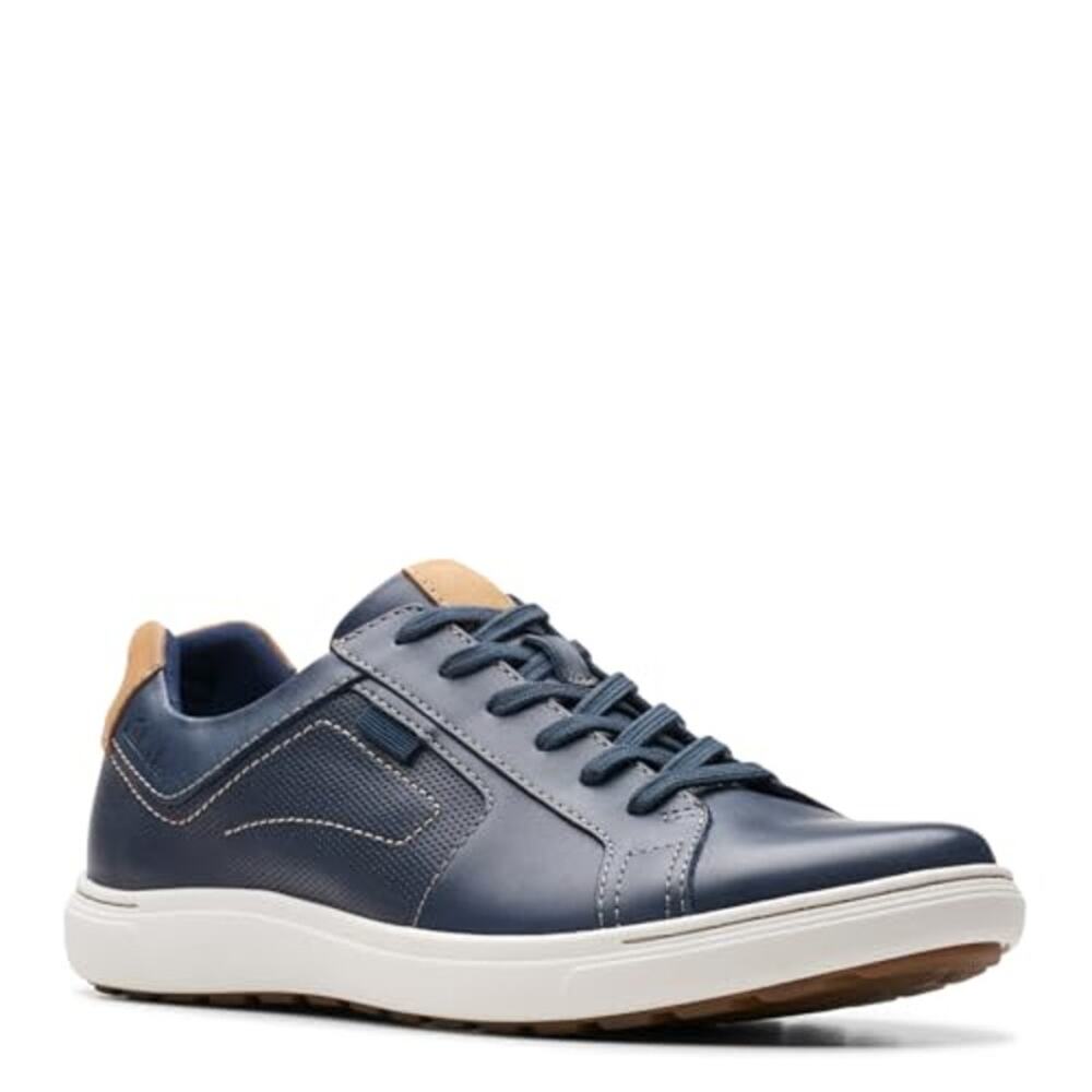 NWT Clarks Men's Mapstone Lace Sneaker Navy Leather 7 Wide